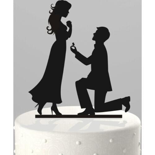 Black Acrylic Wedding Cake Topper Wedding Party Decorations Romantic Cake Topper OH002
