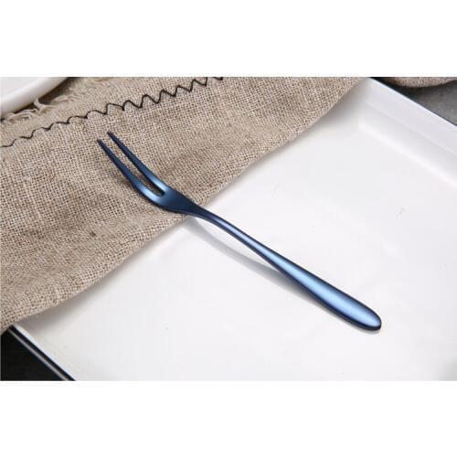1PC Stainless Steel Rainbow Dinner Dessert Fruit Fork Party Barbecue Steak Fork Four Tines Table Fork Cutlery Tool PN 005