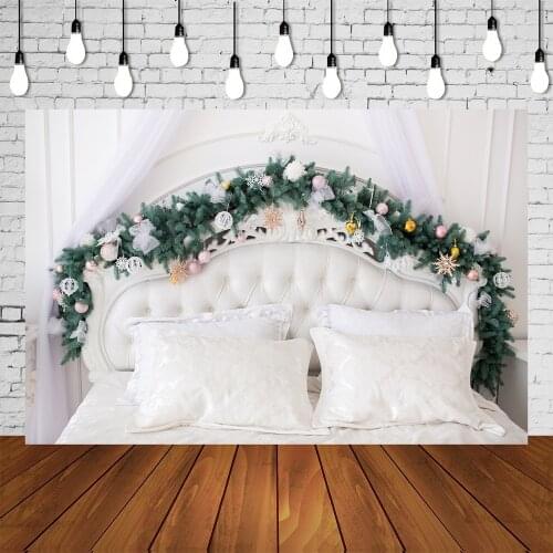Newborn Baby Girl Boy Christmas Backdrop White Noel Child Bedroom Headboard Posters Family Kids Portrait Photo Studio Background