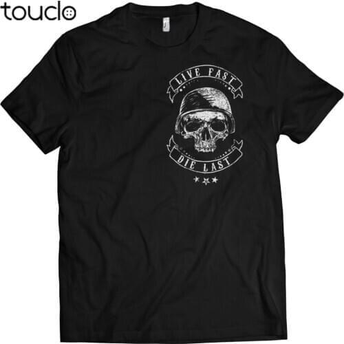 Biker Skull Live Fast Motorrad Chopper Oldschool New 2019 Cotton Short-Sleeve T-Shirt Summer Short Sleeves Cotton Custom T Shirt
