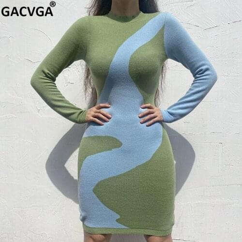 Модные вязаные платья GACVGA China At AliExpress