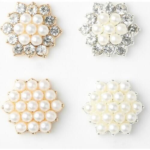 Best selling shiny alloy 10pcs/set rhinestone pearl button jewelry festival handmade creative wedding design production wholesal