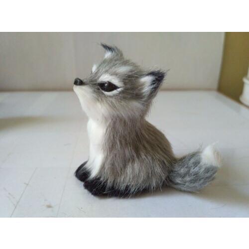 Simulation gray fox about 7x5x7cm plastic&furs fox model handicraft prop home decoration gift d2168
