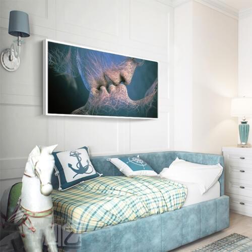 MUTU Black Love Kiss Canvas Painting Abstract Print Poster Pictures Home Bedroom Living Room Europe Decoration Wall Art