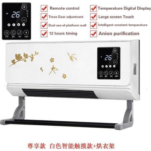 2000W Wall Mounted Air Cooler Conditioner Heater Fan Heating Cooling Room Bathroom Waterproof Remote Timing Air Conditioning Fan