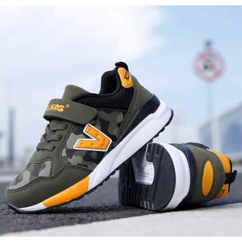 New Kids Sneakers Leather Camouflage Fashion Childrens Running Shoes Outdoor Leisure Sports Shoes Boys Non-slip Walking Shoes