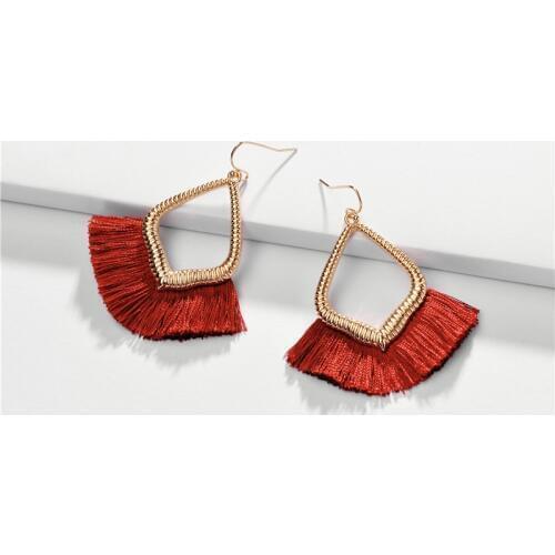 Fall Winter Water Drop Shape Statement Earring Fringed Tassel Earrings Jewelry for Women