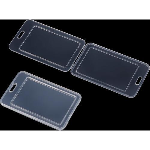 Transparent Plastic Double-sided IC Card Business Card Case Protection Sleeve Anti-theft Work Card Holder