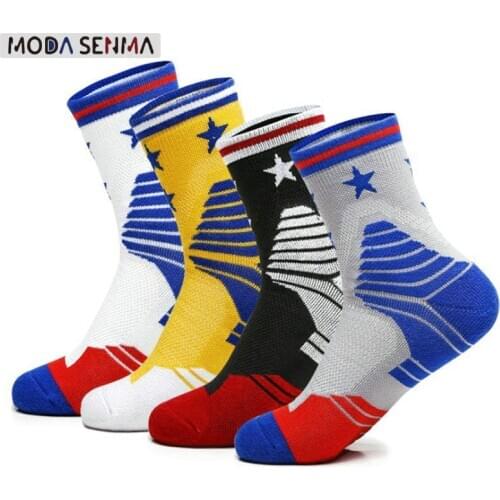 Dropshipping Mens sports socks Star pattern Football Basketball baseball handball Cotton socks Comfortable and breathable gym