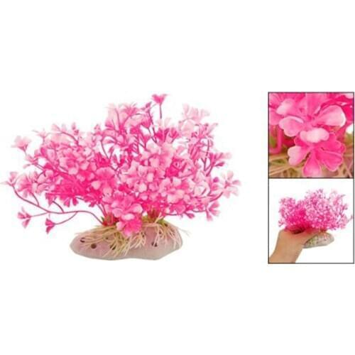Hot Pink Aquatic Dwarf Flower Plastic Fake Plant Ornamental Foliage for Fish Tank Aquariums Decoration New
