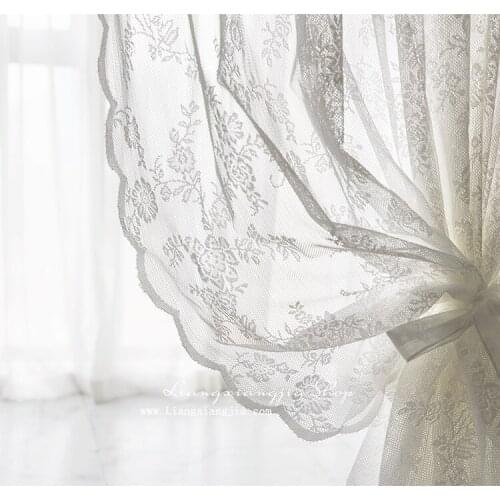 Curtains for Living Room Nordic Lace Tulle American Jacquard Balcony Gauze Curtain Door Small Rod Wide Dining Room Bedroom