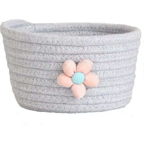 Cartoon Cotton Rope Handmade Woven Sundries Storage Basket Desktop Dirty Clothes Kids Toys Snacks Candy Home Organizer Hamper
