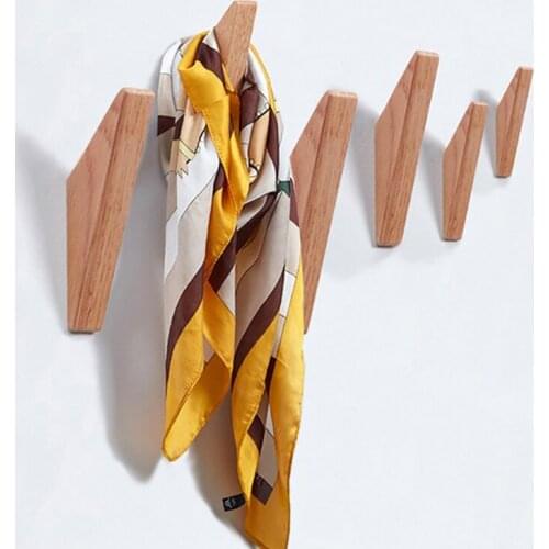 Natural Wood Clothes Hanger Wall Mounted Hat Scarf Handbag Storage Hook Household Bathroom Towel Key Organizer Hooks Home Decor
