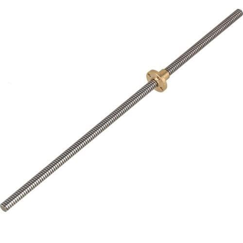 300mm Length Screw 3D Printer Z Axis Lead Screw 1 2 4 8 12 14mm Lead Brass Nut Stainless Steel