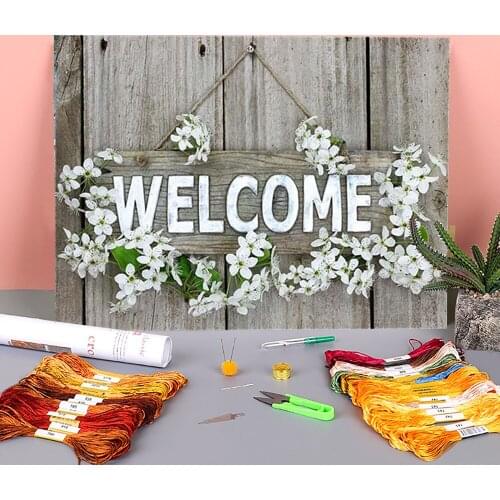 Landscape Flower Printed 11CT Cross-Stitch Embroidery Patterns DMC Threads Sewing Hobby Needlework Handicraft Room Decor Floss