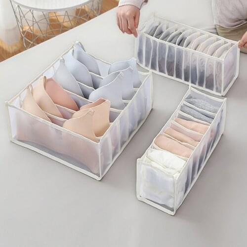 Underwear Storage Box 6/7/11 Grids Pink Household Foldable Mesh Socks Bra And Panty Bedroom Drawer Lattice Storage Accessories