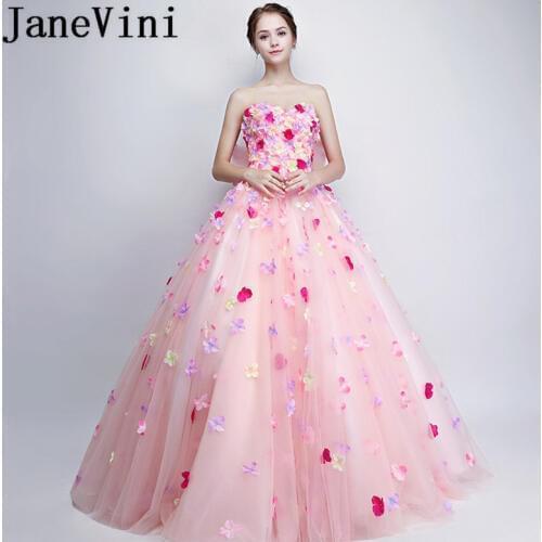 JaneVini 2018 Beautiful Plus Size Bridesmaid Dresses Sweetheart Hand Made Flowers Big Bow Back A-Line Long Maid Of Honor Gowns