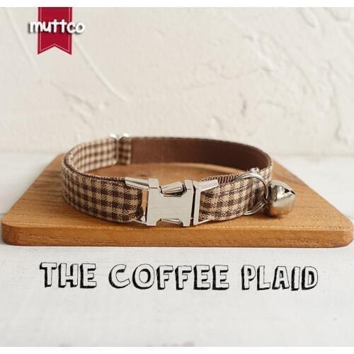 10pcs/lot MUTTCO Retailing cool self-design basic collar for kitten THE COFFEE PLAID pleasing 2 sizes UCC072