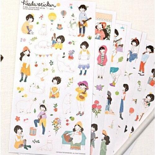 10packs/lot Funny Korea Sweet girl series PVC sticker set Decoration label Phone Sticker