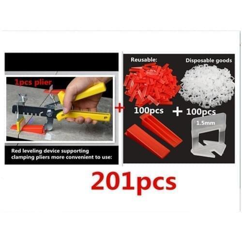100pcs wedges+100pcs clips+1set plier) Floor Tile Leveling System Spacers Lippage Leveling System & Plier Suit 1.0 mm Gap