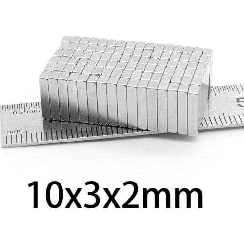 20-500PCS 10x3x2mm N35 Strong Neodymium Magnets Thickness 2mm Block Permanent Magnet 10x3x2mm Powerful Magnetic Magnets 10*3*2mm