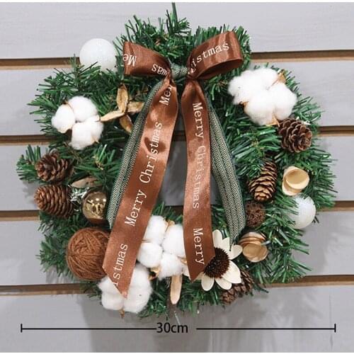 2021 Christmas Door Wreath Holiday Wreath Home Window Wall Decoration Flower Ring Celebration Party Decoration Wreath
