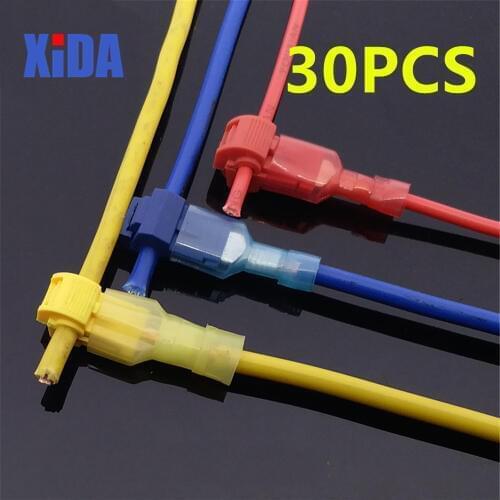 30PCS(15set) Wire Cable Connectors Terminals Crimp Scotch Lock Quick Splice Electrical Car Audio 22-10AWG 0.5mm-6mm Kit Tool Set