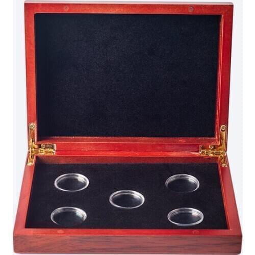 5-piece Commemorative Coin Collection Box Gift Box Wooden Box Coin Collection Album Holders