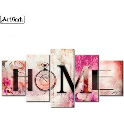 5 spell diy diamond painting cross stitch "HOME" full square drill mosaic artwork 3d round embroidery stickers