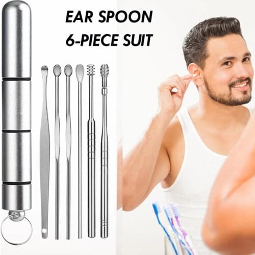 6/7/8PCS Ear Cleaner Earwax Removal Tool Earpick Curette Reusable Ear Cleaning Remover Spring Spoon Ear Pick Cleanser Care