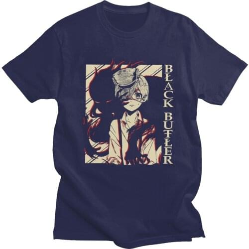 Personality Black Butler Sebastian Ciel Tshirt Short Sleeve 100% Cotton T-shirt Japan Anime Manga T Shirt Kuroshitsuji Tee Tops