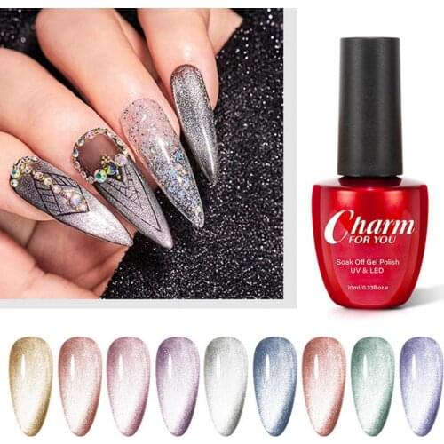 10ml Cat Eye Gel Reflective Ice Penetration 9 Colors Reflective Gel Nail Polish Persistent Shiny Effect for Nail Art Making