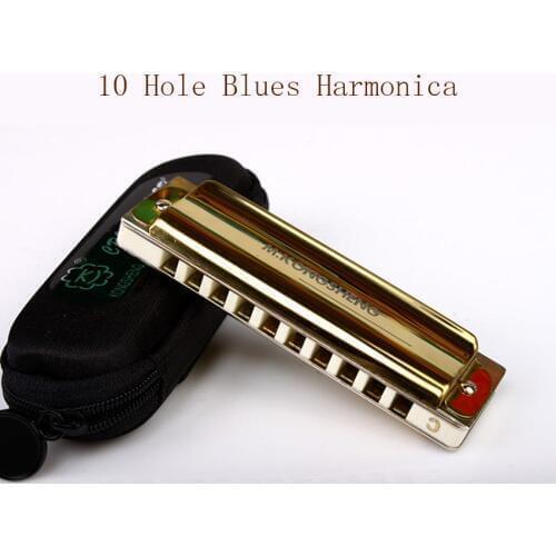 KONGSHENG 10 Holes Blues C Key Harmonica Mouth Organ Harp Professional Wind Musical Instrument Beginners Adults Kids Gifts