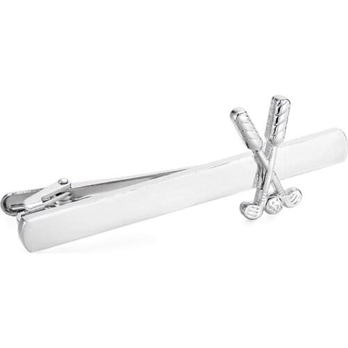 HYX Luxury Silvery Golf metal Tie Clip Set French Gentleman Jewelry Tie Pin Cuff Links for Wedding Christmas gift