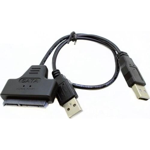 USB 2.0 to 7+15 22Pin SATA 3.0 Cable Adapter Converter for 2.5 Inch Hard Disk Drive HDD SSD with USB2.0 Power Cable