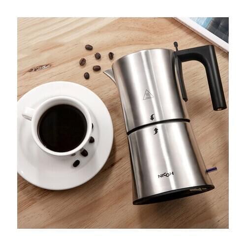 NICOH mocha coffee machine home small office light Italian stainless steel automatic electric coffee moka pot
