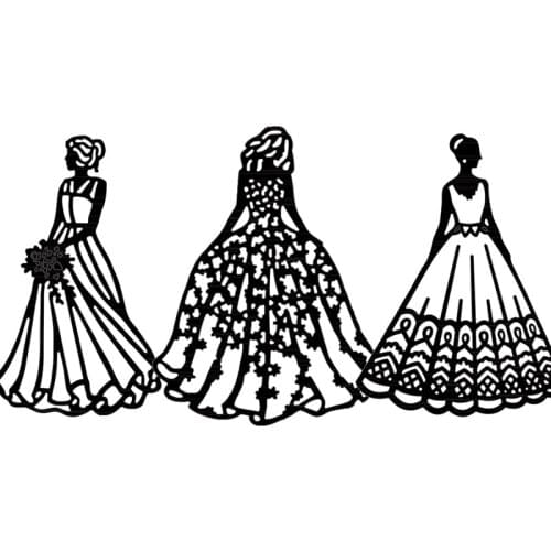 Beautiful Lady Wedding Dress Metal Cutting Dies for Scrapbooking Craft Die Cut Card Embossing Stencil Albums Photo Decorations