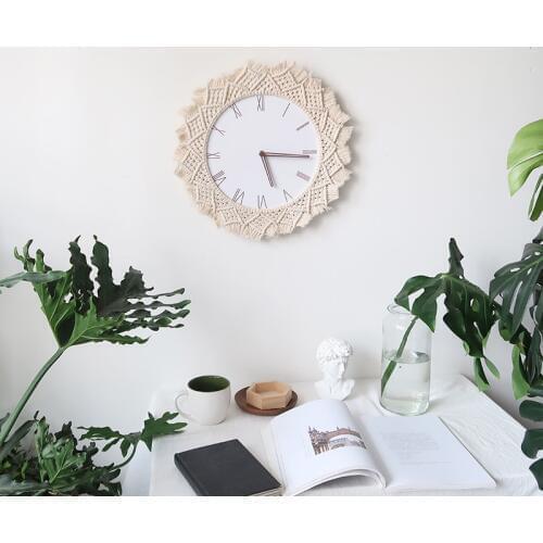 Creative Nordic Wind Macrame Rope Wall Clock Diy Farmhouse Decor Wall Clock Modern Design Modern Decor