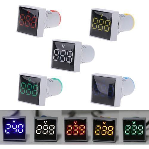 Square Voltmeter AC 20-500V Volt Meter Panel LED Digital Voltage Indicator Light 22mm