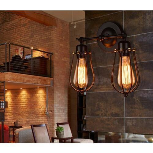 Loft retro citron wall lamp hotel hot pot restaurant bar personality wrought iron antique cafe restaurant aisle wall lamp