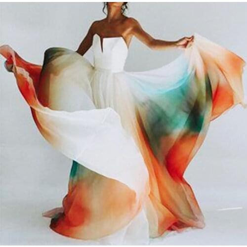 Lugentolo Rainbow Skirt Women One Piece Lace Up Single Layer Classic A-Line Empire Big Swing Maxi Skirts Womens