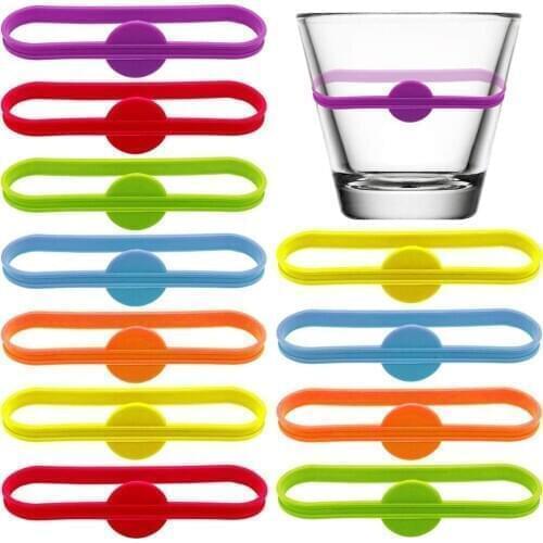 Drink Marker Wine Glass Silicone Strip Tag Marker Reusable Beverage Mark For Champagne Glasses Cocktail Party