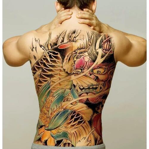 Tribal temporary tattoo men large waterproof fake tatoo big back temporary dragon tattoo sexy body stickers male tattoos sheet