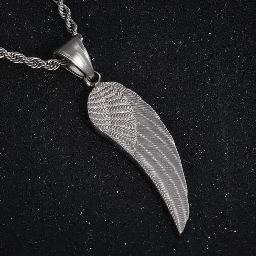 Wing Vintage Stainless Steel Pendant Necklace For Men Trendy Personality Metal Necklace Male Charm Jewelry