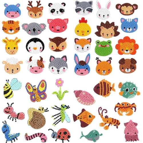 5D DIY Diamond Painting Kits for Kids Cute Cartoon Animal Diamond Paint by Numbers Handmade Sticker Arts Craft for Children Gift