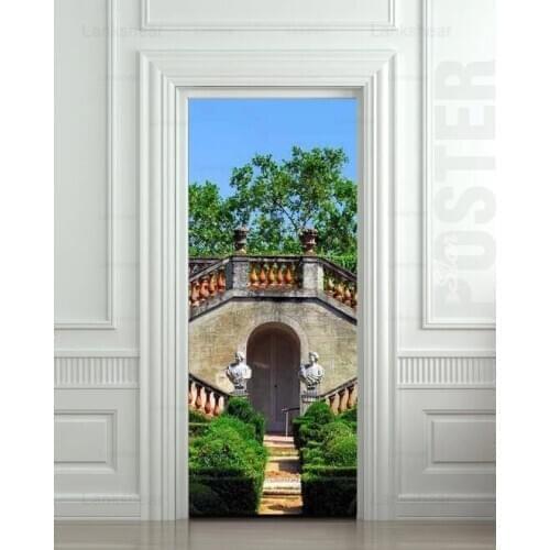 3D Door Sticker Waterproof Pvc Antiquity Sculpture Stairs Mural Decole Film Door Decoration Modular Print Self-Adhesive Poster