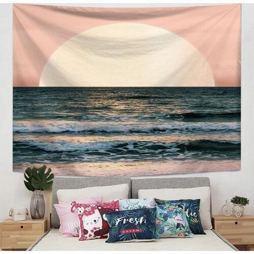 Tidal Sunrise Sunset Tapestry Wall Hanging Wall Cloth Chakra Tapestries Sea Beach Yoga Carpet Home Decor Bed Sheet Table Cloth