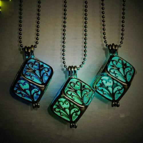 30pcs/lot New Arrival Night Light Luminous Stone Glow In Dark Fashion Charm Luminous Life Tree Square Shape Necklace