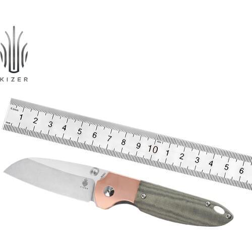 Kizer Survival Knife Deviant V3575A1 2021 New Arrival Copper + Micarta Handle with M390 Steel Blade EDC Ball Bearing Knife