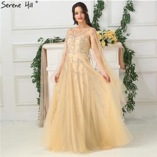 Nude New Sleeveless Shawl Yarn Evening Dresses Beading Sequined Sexy Tulle Fashion Evening Gowns 2020 Real Photo LA6570